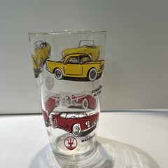VTG Sports Cars High Ball Drinking Glass Tumbler Jaguar MGA Maserati Sunbeam
