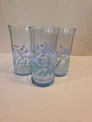Vtg Libbey Collette Springtime Tulip Drinking Glass Set of 4 Flowers Glass 6″