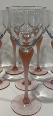 Mikasa Sea Mist Coral Frosted Stemmed Water/Wine Glasses Vintage 9 ¼” Set of 8