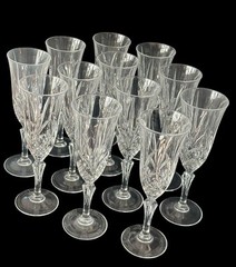 Set Cristal De Flandre 24% Lead Crystal Fluted Champagne Glasses made in FRANCE
