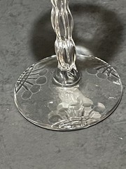 4 Etched Cordial Stemware Wavy Stem Optic Vintage 4 in Tall Footed Gift