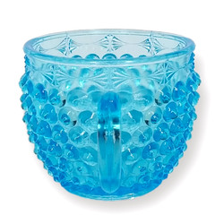 Antique Dew Drop Hobnail Double Eye Blue Cup Columbia Glass 2.75inX2.5in USA