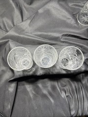 Set Of Five Early American Prescut Juice Glasses Star Starburst (2) 4.5”(3) 3.5”