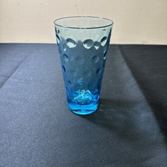 Hazel Atlas Capri Dots Glass Tumbler 5 1/4” Blue 10oz Blue Dot VTG