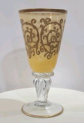Arte Italica AI23 Yellow Alabaster 24K Gold Encrusted Goblets Italy Set of 3