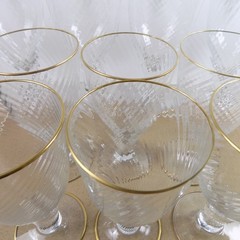 10 Carlo Moretti Murano Glass C84 Large Crystal Glass Goblets Swirl Gold Edge