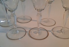 Elegant GOLD ENCRUSTED Filigree Rimmed Crystal WINE Glasses Goblets~VTG Set of 6