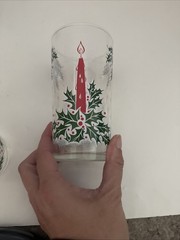 Vtg Set 6 1960’s Christmas Libbey Holly Candle Drinking Glasses 12oz MCM Decor