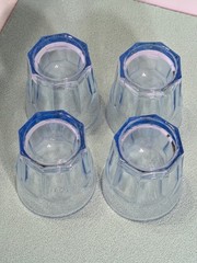 Set 4 Vtg Libbey Duratuff Gibraltar Misty Blue 4” Paneled On the Rocks Glasses