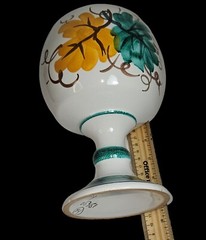 Large VTG Italian Pottery Pedestal Goblet Wine Glass W/ Hand Painted Bird
