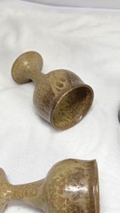 Handmade Art Dripped Pottery Wine Goblets Set Of 4 Stoneware Clay