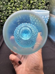 *GLOWS* Vintage Fenton Blue Opalescent Hobnail Goblets – Set of 2