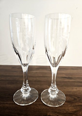 Baccarat Crystal 6 oz Monaco Champange Flute Glass 8.5″ Set of 2 Monogram