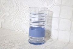 LIBBEY GLASS CO BLUE BANDS & RINGS 5 1/2″ Water Drinking Tumblers Glasses Qty 4