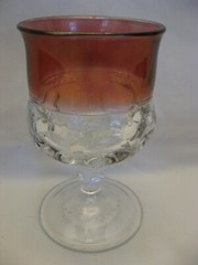 Tiffin Franciscan King’s Crown-Cranberry Flashed-Top Only Claret Wine-Set of 12