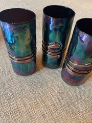 Vintage Esteban Prieto Iridescent Studio Art Glass 6″ Tumbler Vase Twist Snake