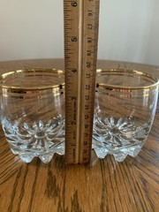 Vintage Pasabahce Whiskey Tumblers, Set Of 4, Panel Optic Design, 24 C Gold Rim