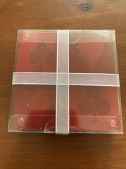 Set of 4 Playing Card Coaster Set Glass Clubs Hearts Diamonds Spade