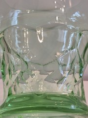 VTG Anchor Hocking Uranium Glass Georgian Honeycomb Tumblers Green 4oz Set of 7