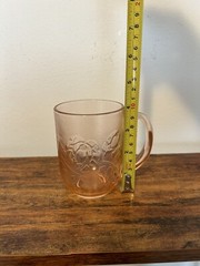 Vintage Arcoroc France Glassware Rosa Pink Rosaline Floral Mug Cup 4” Depression