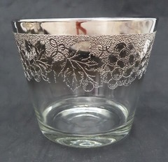 Set Of 2 Vtg SILVER Fade Grape Glasses Highball and Ice Bucket Mercury Ombre MCM
