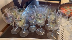 11~ Vintage Champagne Wine Glass Iridescent Optic Glasses Color Changing