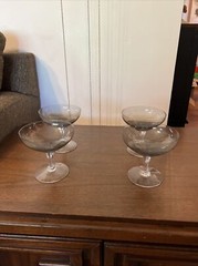 Vtg Fostoria “debutante” Set Of 4 Champagne Grey Body Crystal Foot Mint!