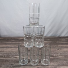 Anchor Hocking Tartan Manchester Clear Glass Iced Tea Tumblers Set Of 6 VTG