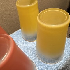 Set of 6 Blendo Orange Pink & Yellow Ombre Juice Glasses MCM 4″ Tumblers