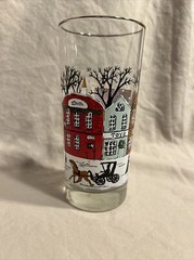 Libbey Christmas Winter Village Snow Scene Set Of 4 Vintage Drinking Glasses