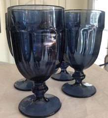 Vtg Libby Gibraltar Dusky BlueIced Tea Goblets Set of 4 Duratuff