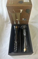 2 Cristal d’Arques Y2K Millennium Champagne Flute Glasses Year 2000 Unused MIB