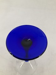 Cristal d’Arques-Durand Neptune Set of 4 Wine Glass Water Goblet Cobalt Blue