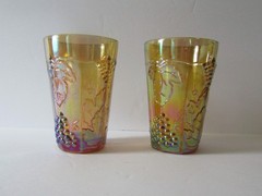 Indiana Glass Harvest Grape Marigold Carnival Tumblers Juice Glasses Lot of 2