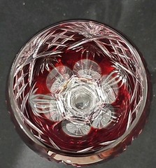 Set of 2 Cut To Clear Crystal Wine Glasses Ruby And Amethyst