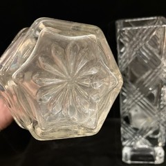 Lot Of Four 4 Pieces Crystal Bud Vase, Shaker, Toothpick Holder, Cruet (no lid)