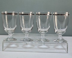 Set of 4 Fostoria Reflection Platinum Crystal Iced Tea Goblets, Glasses 1952-71