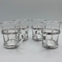 Gio Ponti Tea ESPRESSO Glass MCM SET 4 BERNDORF LUZERN Alpacca Swiss Mid-Century