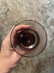 2 Art Deco Amethyst Purple Cordial Twisted Stem Glasses