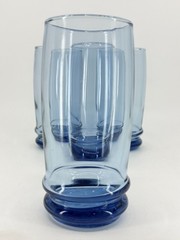 4 Vintage Anchor Hocking Saturn Blueberry Tumblers Drinking Glasses 1960s MCM VT
