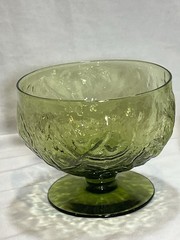 Morgantown Seneca Glass Driftwood Modern Avocado Green Sorbet Sherbet Set of 2