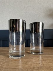 Pair of Ombré MCM Highball Collins Glasses Smoke Glass Barware