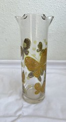 6 Piece Set Of Vintage Culver Cocktail Footed Glass Set 22K Gold Butterfly RARE