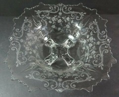 Cambridge Chantilly Martha 445 Glass 4 Toed Flared Bowl Made in USA