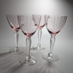 H.C. Fry Glass No. 10 Pattern Cocktail Goblets 4 oz. Pale Pink Bowls Set of 4