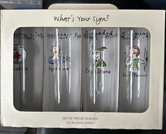 POTTERY BARN “What’s Your Sign” Zodiac Cocktail Drink Glasses 7” Boxed NEW