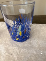 Murano Blue Confetti Drinking Glasses Made In Italy Handmade 8 oz