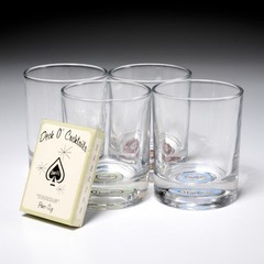 Daniel Justin Chase High Roller Rocks Glass Set w/Playing Cards Original Box