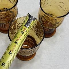 Vtg Libbey Daisy Amber Glasses/Tumblers 5″ Country Garden Flowers 12 oz Set Of 3