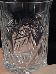 5 Vintage MCM Neman Glassworks Russian Cut Crystal Hot Tea Glasses Hand Cut 131